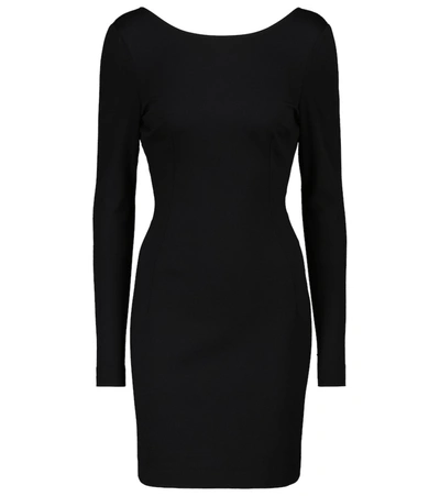Shop Dolce & Gabbana Open-back Stretch-knit Minidress In Black