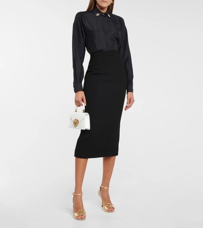 羊毛绉纱铅笔半身裙