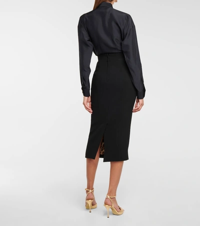 羊毛绉纱铅笔半身裙