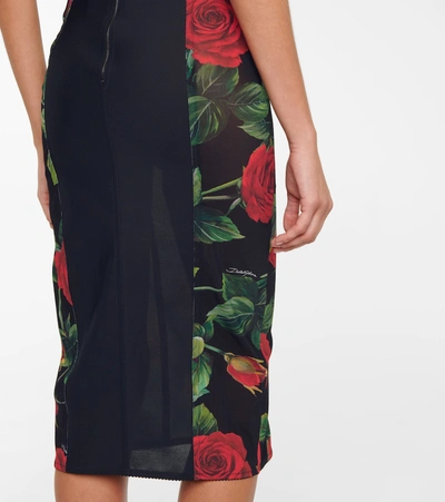 Shop Dolce & Gabbana Floral Bustier Midi Dress In Multicoloured