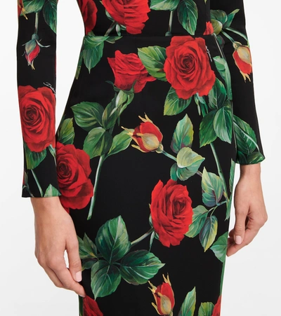 Shop Dolce & Gabbana Printed Stretch-silk Midi Dress In Multicoloured