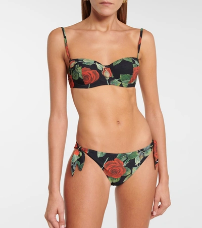 Shop Dolce & Gabbana Floral Balconette Bikini Top In Multicoloured