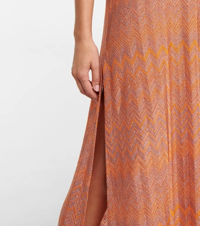 Shop Missoni Metallic Zig-zag Maxi Kaftan In Orange