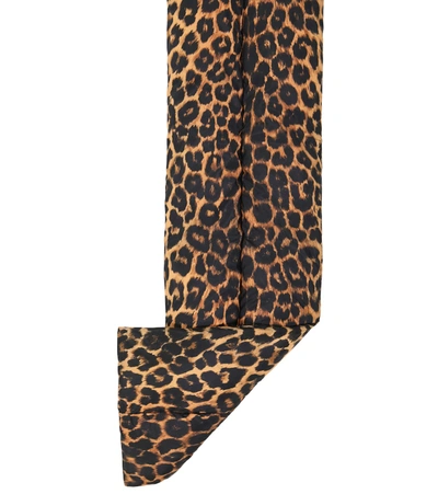Shop Saint Laurent Leopard-print Scarf In Brown
