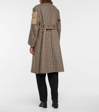 Shop Maison Margiela Deconstructed Checked Virgin Wool Coat In Beige