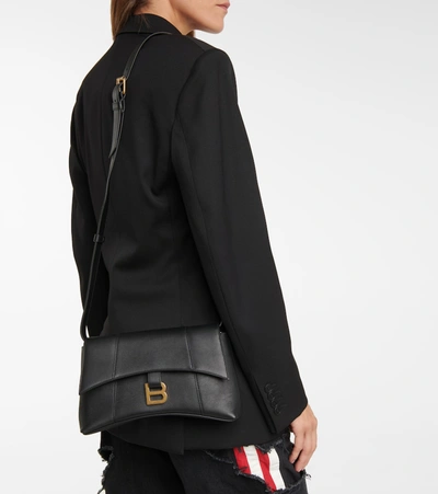 Shop Balenciaga Downtown Leather Shoulder Bag In Black