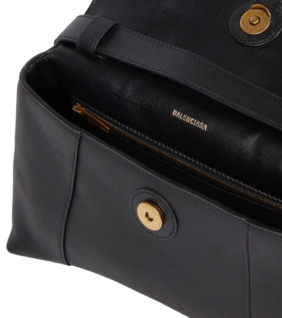 Shop Balenciaga Downtown Leather Shoulder Bag In Black