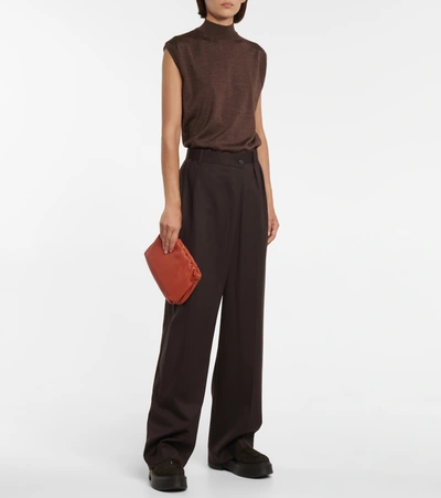 Shop The Row Bourse Leather Clutch In Brown