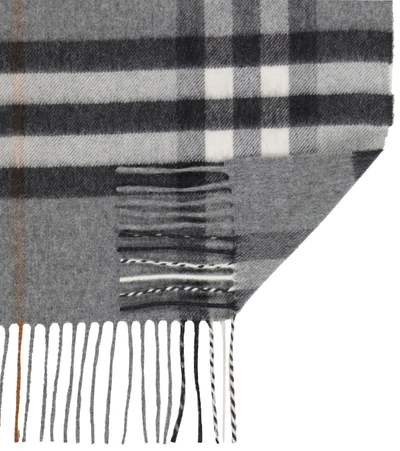 Shop Burberry Giant Check Cashmere Scarf In Grey
