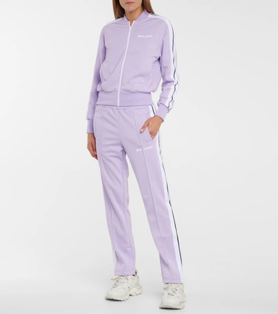 Shop Palm Angels Technical Jersey Trackpants In Purple
