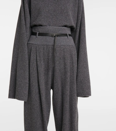 Shop The Row Dado Belted Cashmere And Silk Pants In Grey