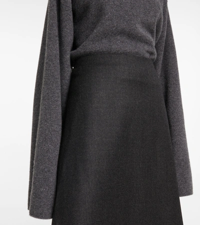 Shop The Row Tinna Virgin Wool Midi Skirt In Grey
