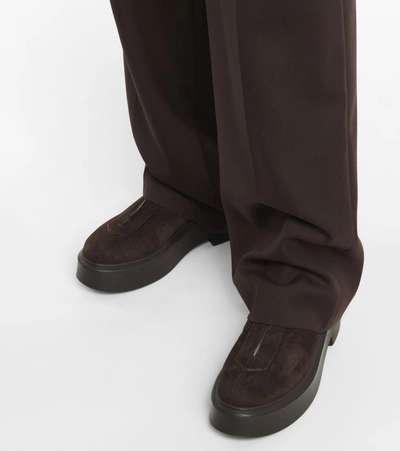 The Row Zipped Boot 1 Suede Ankle Boots In Brown