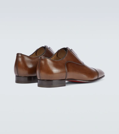 Shop Christian Louboutin Greghost Leather Shoes In Brown