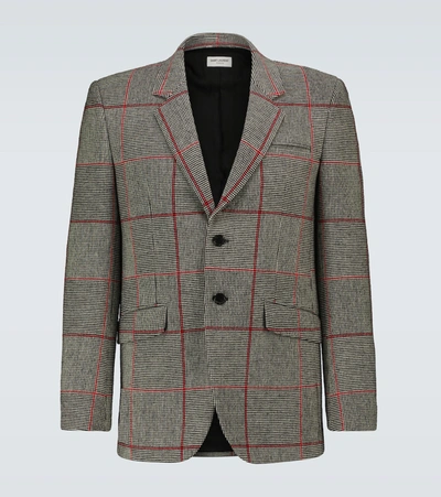 Shop Saint Laurent Checked Wool-blend Blazer In Multicoloured