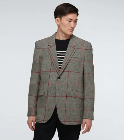 Shop Saint Laurent Checked Wool-blend Blazer In Multicoloured