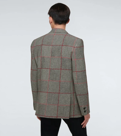 Shop Saint Laurent Checked Wool-blend Blazer In Multicoloured