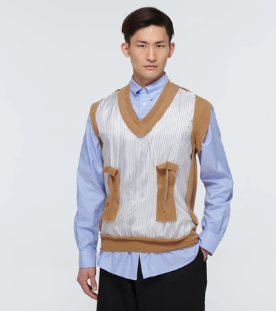 Shop Maison Margiela Spliced Shirt And Vest In Multicoloured