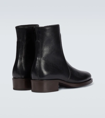 Shop Lemaire Leather Ankle Boots In Black