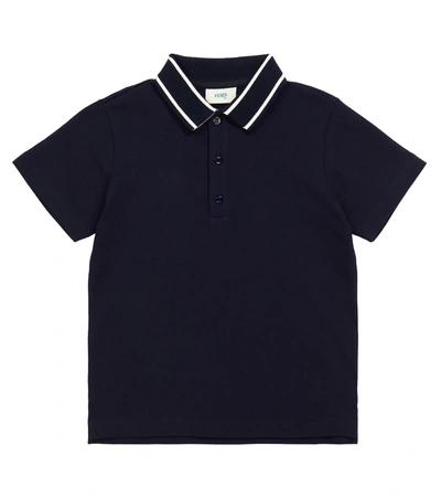 Shop Fendi Cotton Polo Shirt In Blue