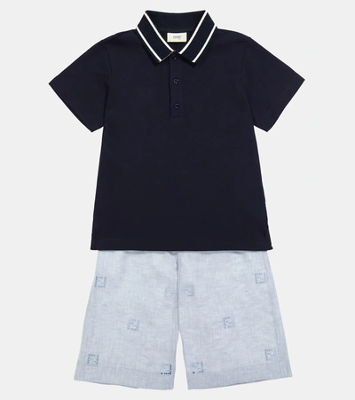 Shop Fendi Cotton Polo Shirt In Blue