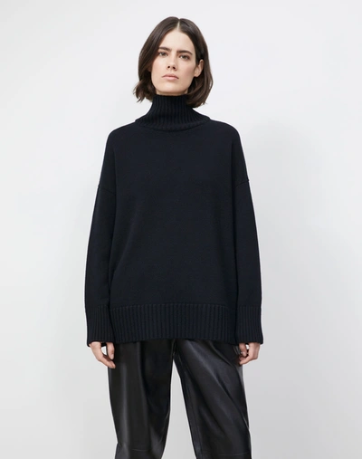 Shop Lafayette 148 Cashmere Stand Collar Sweater In Black
