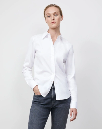 Shop Lafayette 148 Kennedy Shirt In Italian Stretch Cotton In White