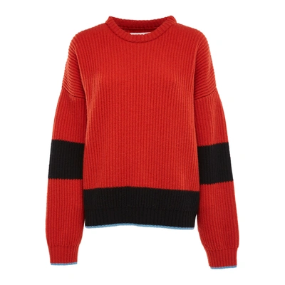 Shop La Doublej Crew Boy Sweater In Arancio-nero