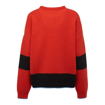 Shop La Doublej Crew Boy Sweater In Arancio-nero