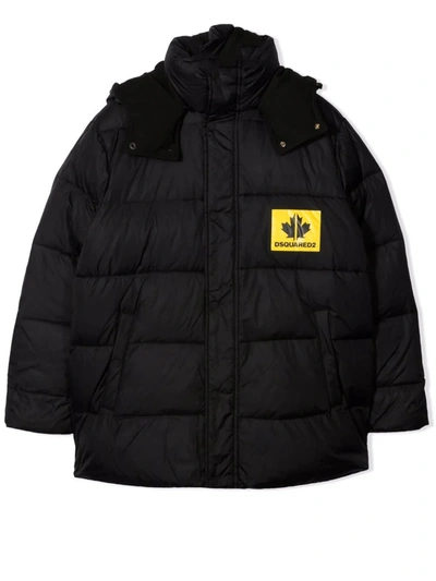 Shop Dsquared2 Padded Jacket With Print In Black