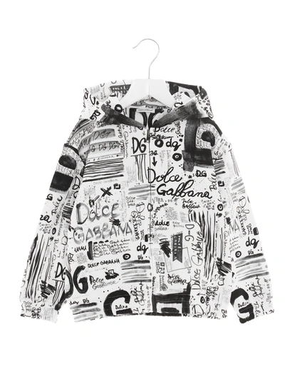 Shop Dolce & Gabbana Dg Next Hoodie In Black&white 