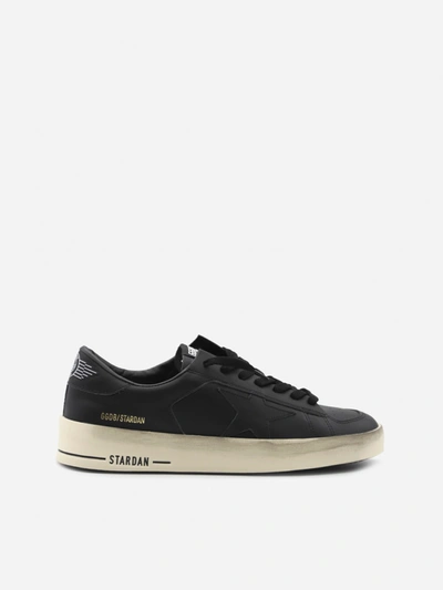 Shop Golden Goose Stardan Sneakers In Leather In Black