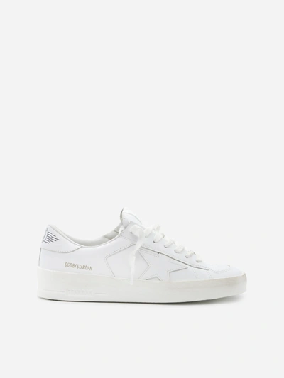 Shop Golden Goose Stardan Sneakers In Leather In White
