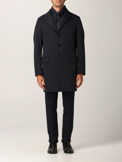 Shop Fay Coat Coat Men  In Blue