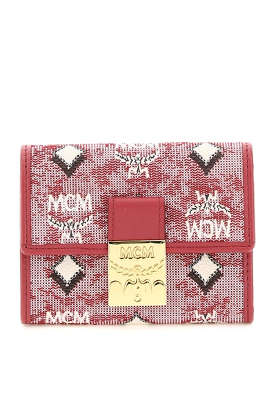 Shop Mcm Mini Trifold Wallet In Red (red)