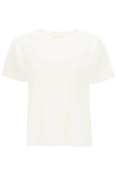 Shop Loulou Studio Basic T-shirt With Logo Embroidery In White (white)