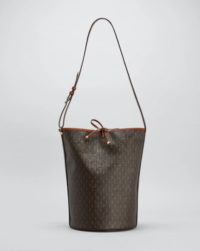 SAINT LAURENT Canvas All-Over Monogram Bucket Bag Brown 1123268