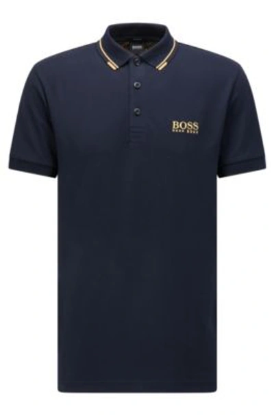 Shop Hugo Boss - Active Stretch Golf Polo Shirt With S.caf - Dark Blue