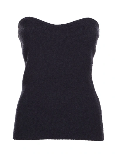 Shop Nanushka Slim Cut Sleeveless Knitted Top In Navy