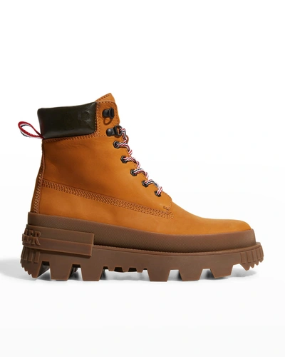 Shop Moncler Men's Mon Corp Ankle Boots In Oatmeal