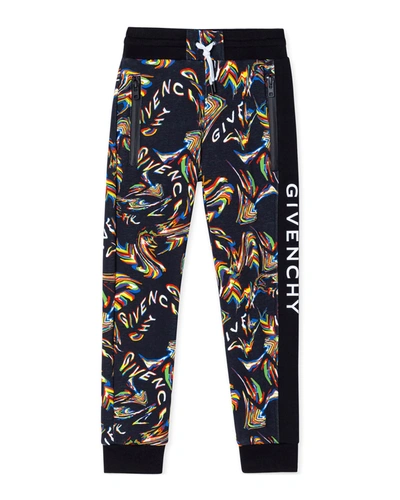 Shop Givenchy Boys' Glitch-print Jogger Pants In Z41 Multi