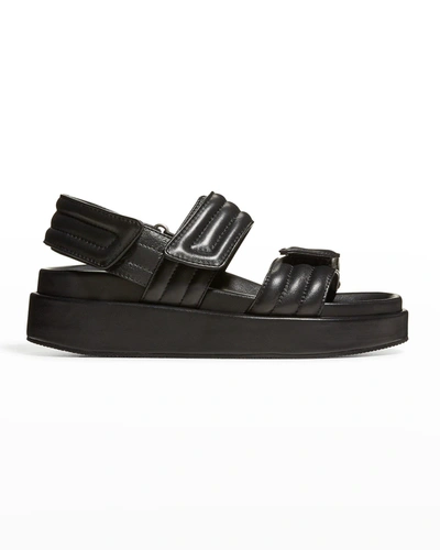 Shop Dries Van Noten Quilted Leather Slingback Sporty Sandals In 900 Black