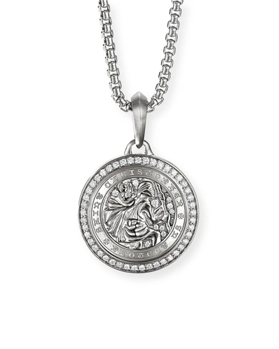 Shop David Yurman Men's St. Christopher Pendant In Silver, 34.5mm In Diamond