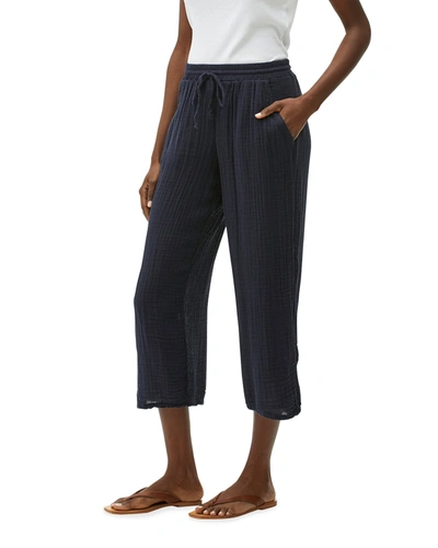 Shop Michael Stars Ashton Pull-on Tapered Cropped Pants In Admiral