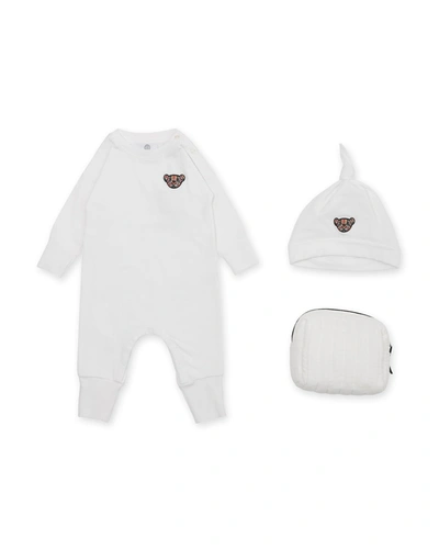 Shop Burberry Kid's Embroidered Vintage Check Bear 2-piece Set In White