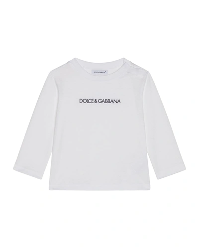 Shop Dolce & Gabbana Kid's Logo-print Cotton T-shirt In W0800 White