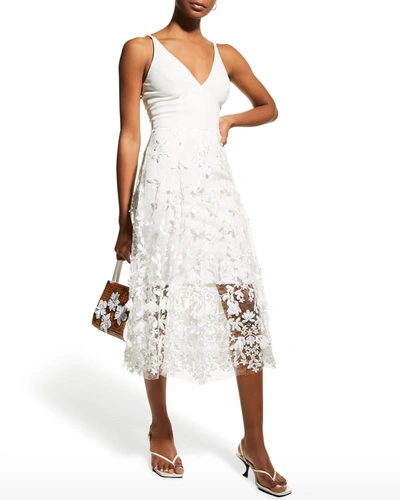 Shop Dress The Population Darleen V-neck Sheer Overskirt Dress In White