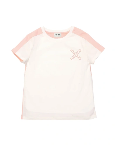 Shop Kenzo Girl's Cross Logo Jersey T-shirt In 471 Pink