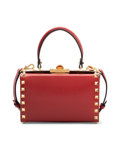 Shop Valentino Rockstud Alcove Box Top-handle Bag, Red