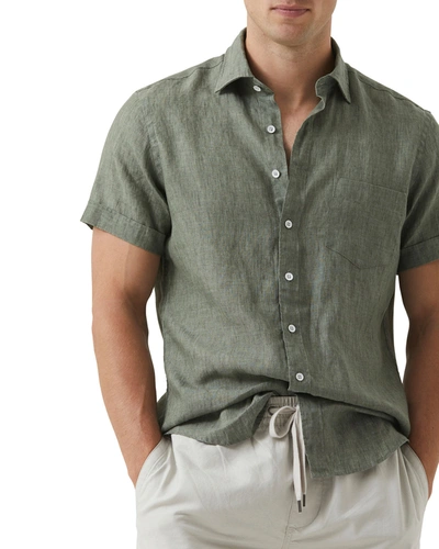Shop Rodd & Gunn Men's Ellerslie Solid Linen Sport Shirt In Olive